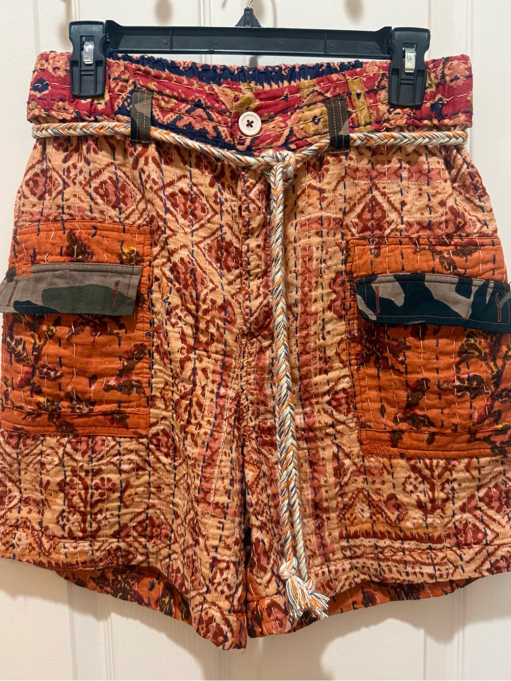 Free People Orange Patterned Women Shorts - Picture 4 of 11